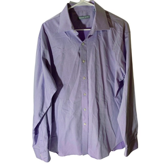 Michael Kors Other - Michael Kors Men’s Violet Check Button Up Dress Shirt Size XL 17 34/35